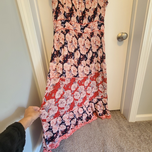 Knox Rose Women's Size Large Bohemian BoHo Tiered Floral Maxi Long Dress - Picture 4 of 13